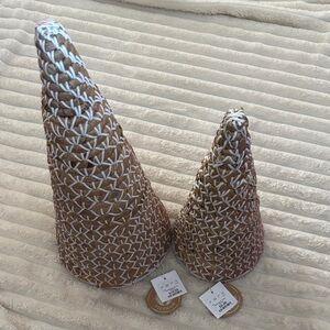 Brown and White Decorative Cones